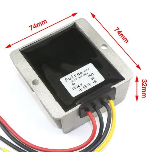 Vista 6 de DROK? Transformador reductor de voltaje CC-CC (12V/24V A 5 V 5A/25W) para autos , 1