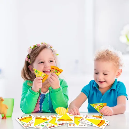 Vista 5 de Zonon 48 hojas de calcomanías de pizza para niños, regalos de fiesta de cumpleaños, pizza, manualidades, planeta, fiesta, juegos, decoración, crea