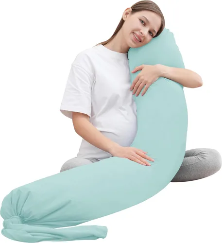 Vista 14 de MOON PARK - Almohada de embarazo con funda de enfriamiento increíblemente suave y lisa en forma de I, almohada de maternidad de cuerpo completo