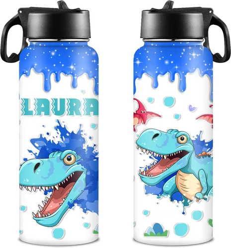 Vista 22 de Botella de agua personalizada con foto, botella de agua deportiva de acero inoxidable con imagen personalizada para niños, hombres y mujeres