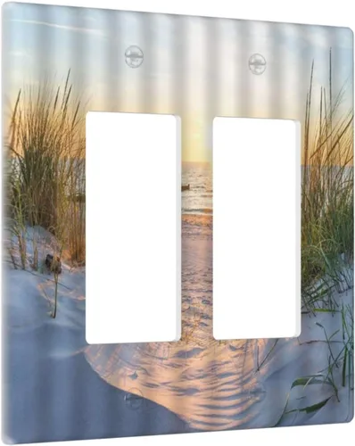 Vista 115 de Placa de pared de 1 cuadrilla, diseño de playa, océano, amanecer, mar, atardecer, cubierta de interruptor de luz en blanco, decorativo, sin