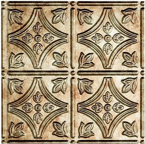 Vista 9 de FASÄDE Panel de techo decorativo de vinilo con pegamento de estilo tradicional y patrón 1 en bronce argente (muestra de 12 x 12 pulgadas)