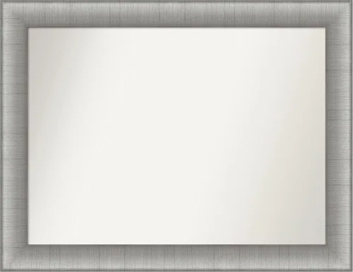 Vista 20 de Amanti Art Espejo de baño plateado para sobre el fregadero, 28 x 37 pulgadas, elegante espejo rectangular de peltre cepillado, marco de madera