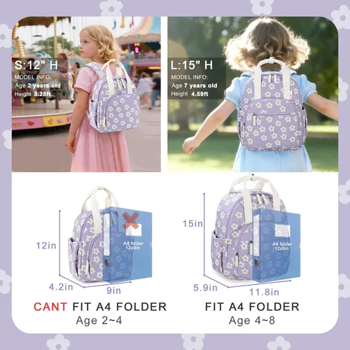 Vista 3 de Bluboon Mochila infantil para niñas y niños de 2 a 4 años, lindas mochilas de 12 pulgadas para preescolar, mochilas para guardería, escuela, viajes