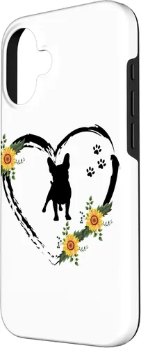 Vista 2 de iPhone 16 French Bulldog With Paw Prints And Sunflower Heart On White Case