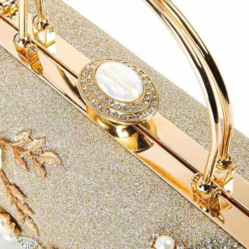 Vista 7 de Bolso de mano de noche brillante para mujer, con purpurina brillante y diamantes de imitación para boda, fiesta de graduación