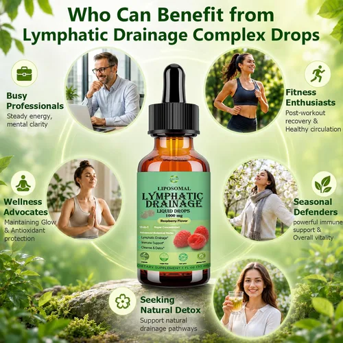 Vista 4 de Gotas de drenaje linfático liposomal Soporte del sistema linfático herbario 18 en 1 w. Echinacea Elderberry Dandelion Burdock Root Cleavers for