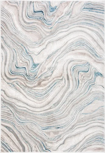Vista 30 de SAFAVIEH Meadow Collection - Alfombra para pasillo, 2 x 7 pies, azul y gris, diseño abstracto moderno, no desprende pelusa y de fácil cuidado, ideal