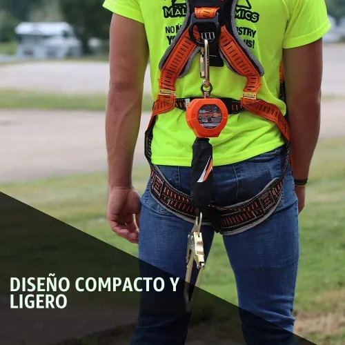 Vista 6 de Malta Dynamics Pygmy Hog Web Línea de Vida Autorretráctil – Cordón de Seguridad Retráctil con Protección contra Caídas con Kit de Conector y Gancho