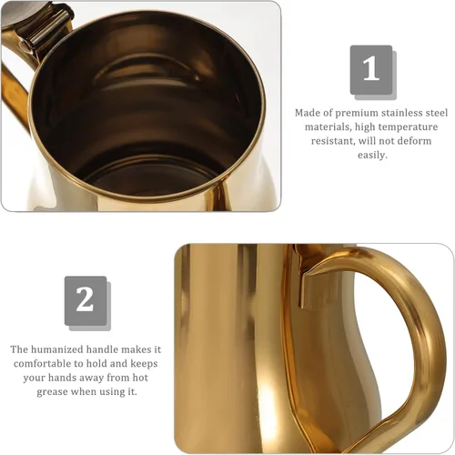 Vista 4 de HEMOTON Botella de condimento de acero inoxidable 16.9 fl oz Dispensador de aceite de cocina Olla de aceite para freír taza de filtración de grasa