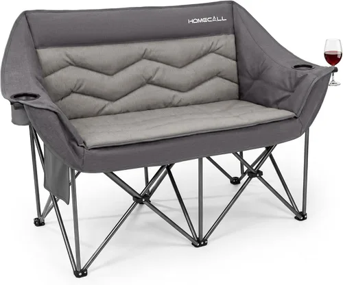 Vista 12 de HOMECALL Silla de campamento doble de gran tamaño para adultos, soporte de sofá biplaza plegable resistente de 700 libras, sofá de campamento extra