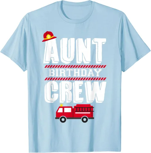 Vista 88 de Aunt Birthday Crew Fire Truck Fireman - Camiseta para fiesta de acogida, Negro, S