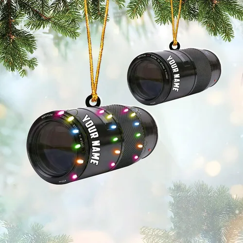 Vista 15 de Adorno personalizado para cámara, adornos de cámara personalizados para árbol de Navidad, cámara de película, adorno de Navidad, adorno