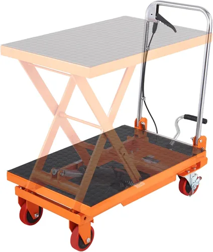 Vista 11 de VEVOR Carro de mesa de elevación hidráulica, capacidad de 500 libras, altura de elevación de 28.5 pulgadas, mesa de elevación manual de tijera