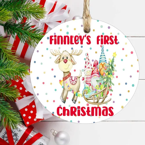 Vista 3 de Adornos personalizados para árbol de Navidad para niños, niña bebé, niño, niño pequeño, adorno de Feliz Navidad 2025, regalos navideños