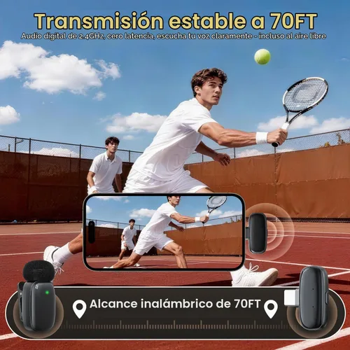 Vista 8 de Mini micrófono inalámbrico Lavalier para iPhone iPad Android