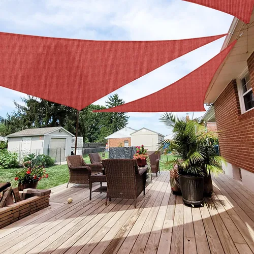 Vista 9 de Patio Paradise Vela de Sombra Triangular de 2' x 2' x 2' Toldo Parasol Tela de Sombra Bloqueo de Luz Solar Cubierta de Pérgola Patio HDPE Toldo