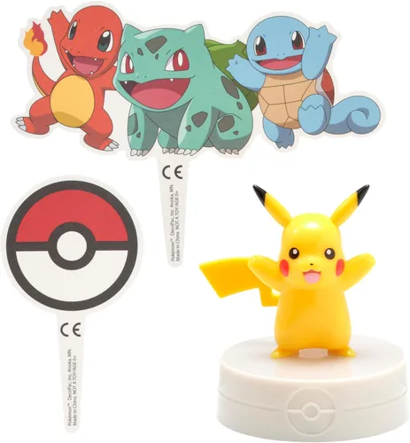 Vista 7 de DecoSet® Pokémon Decoración de Pastel de Pikachu con Luz, Juego de Decoración de 3 Piezas, Decoraciones de Cumpleaños Para Pasteles de Todos