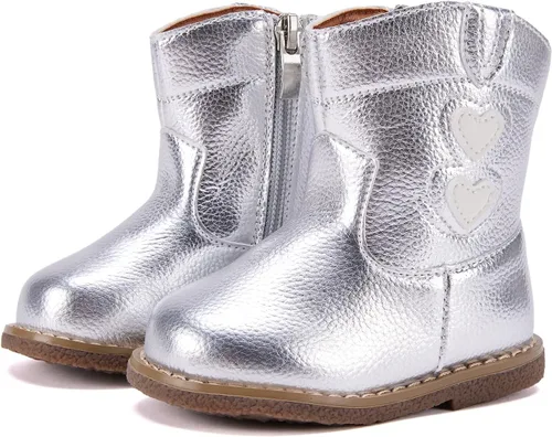 Vista 18 de BMCiTYBM Botas de bebé vaqueras para niño y niña, botas vaqueras occidentales para bebé, botas de vaquero para bebé con punta redonda, botas