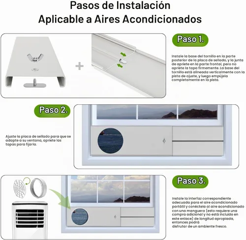 Vista 3 de Kit de ventana de ventilación para secadora, kit de ventilación de ventana para ventilación portátil de secadora de CA