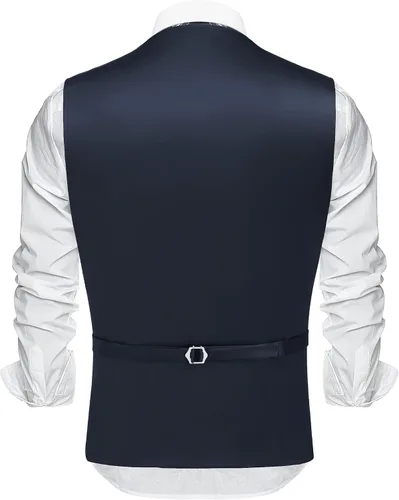 Vista 5 de COOFANDY Chaleco de traje de negocios para hombre, chaleco de vestir casual, chaleco formal ajustado