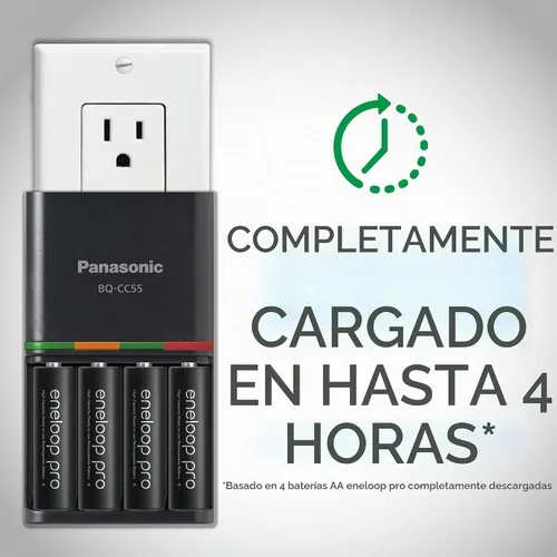 Vista 5 de Eneloop Panasonic K-KJ55KHC86A pro - Batería recargable de alta capacidad, 8AA, 6AAA, cargador de batería rápido de 4 horas y estuche