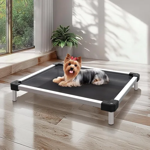 Vista 17 de FXW TitanNest Cama Elevada para Perros a Prueba de Masticación, Catre Elevado para Uso Interior/Exterior/Camping, Cama Refrescante para Mascotas