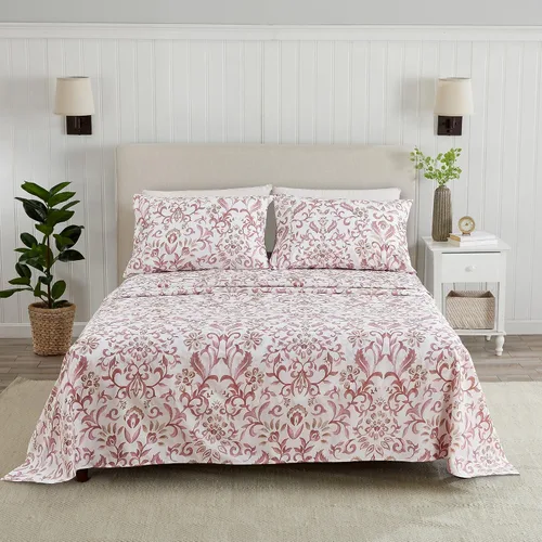 Vista 17 de Great Bay Home - Juego de sábanas y fundas de almohada estampadas, 3 piezas, tamaño individual, de microfibra con estampado floral - Sábanas