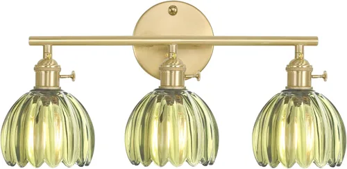 Vista 120 de Shenmoyl Lámparas de baño, lámpara de pared de 2 luces para tocador sobre espejo con pantalla de vidrio tulipán blanco para dormitorio, sala