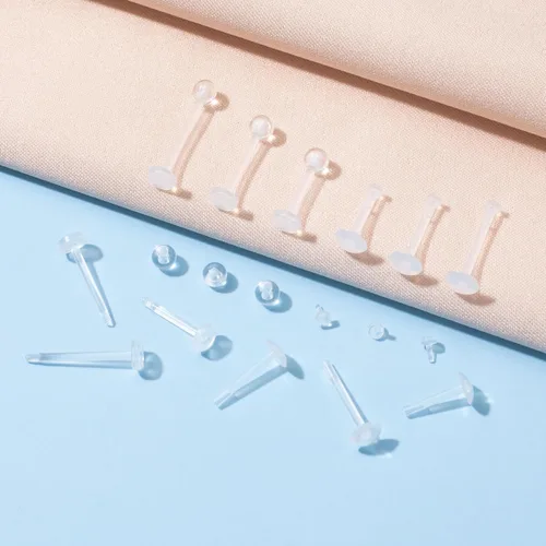 Vista 4 de SmallCat Retenedor de piercing transparente para mujeres y hombres, retenedor de anillos de labios de plástico transparente, retenedores de nariz