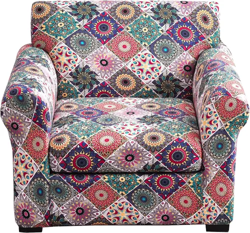 Vista 102 de Fundas elásticas para sofá de 1/2/3 cojines, funda estampada con fundas de cojín de asiento separadas, fundas de sofá lavables, protector de muebles