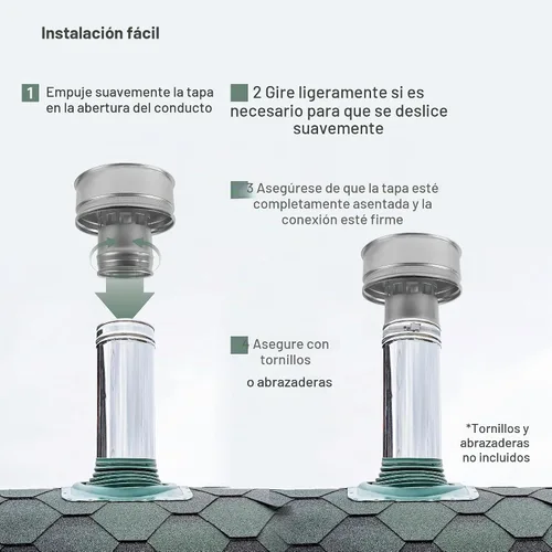 Vista 4 de Vent Systems Tapa redonda de ventilación de techo de 4 pulgadas, protector de lluvia de chimenea de acero galvanizado con escudo contra el viento