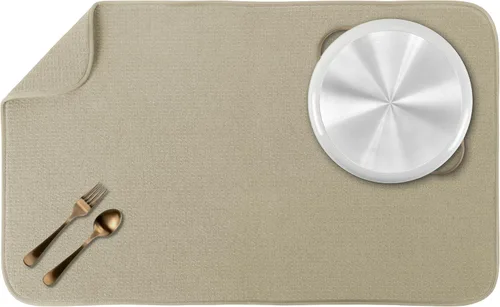Vista 37 de S&T INC. Tapete de microfibra para secado de platos, reversible y absorbente para cocina, de 16 x 18 pulgadas, color negro