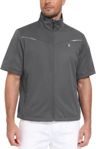 Vista 8 de Little Donkey Andy Chaqueta de golf Softshell de manga corta para hombre Negro