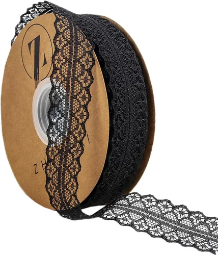 Vista 8 de Cinta de encaje con ribete, tela de encaje con patrón vintage en rollo - Perfecta para envolver regalos, manualidades, diseño de flores, costura