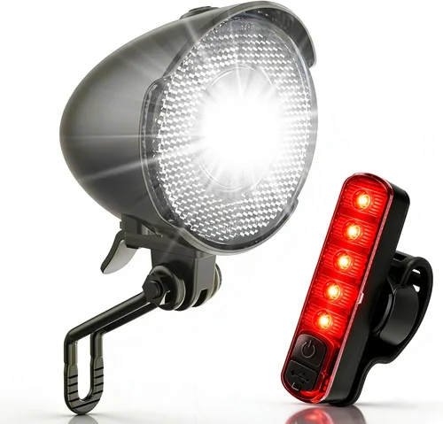 Vista 13 de Vintage Bicycle Light, 350Lumen High‑Brightness Retro BicycleHeadlight, Night Riding SafetyLight with Bracket Negro