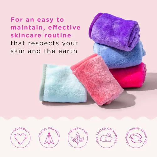 Vista 6 de ERASE YOUR FACE Paños removedores de maquillaje, toallas faciales de microfibra reutilizables para limpiar y quitar el maquillaje, activadas por