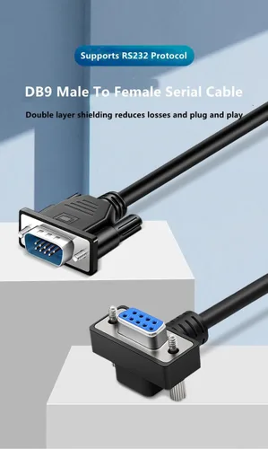 Vista 3 de DB9 Cable de puerto serie RS232 Cable de ángulo recto hembra a conectores macho rectos (3.3 ft)