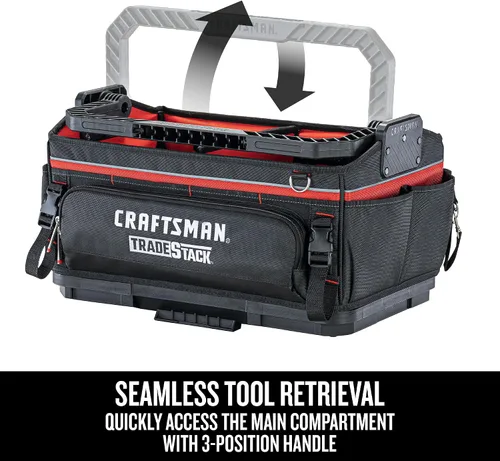 Vista 2 de CRAFTSMAN TRADESTACK Bolsa de herramientas del sistema, bolsa de herramientas de boca abierta resistente, parte inferior dura impermeable, mango