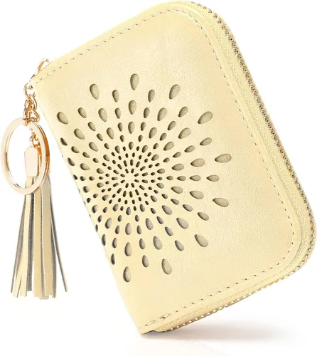 Vista 17 de APHISON RFID - Porta tarjeta de crédito con llavero, cartera pequeña con cremallera para mujer, Moderno