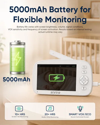 Vista 4 de Monitor de video para bebés con cámara y audio, sin WiFi