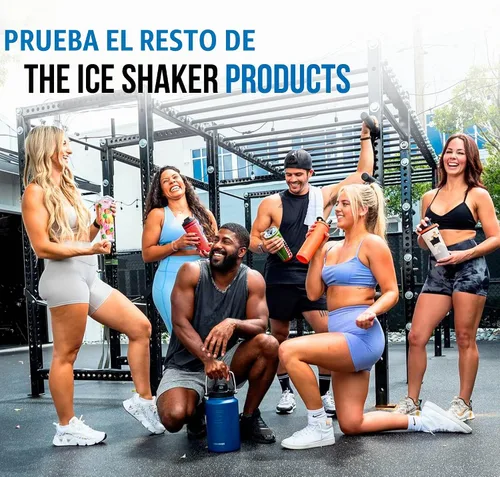 Vista 7 de Ice Shaker Vaso de 26 onzas, botella de agua aislada con popote, botella de acero inoxidable, como se ve en Shark Tank, botella de agua con pajita