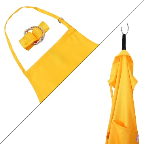 Vista 3 de Delantal amarillo naranja para mujer con bolsillos Delantal ligero y ajustable