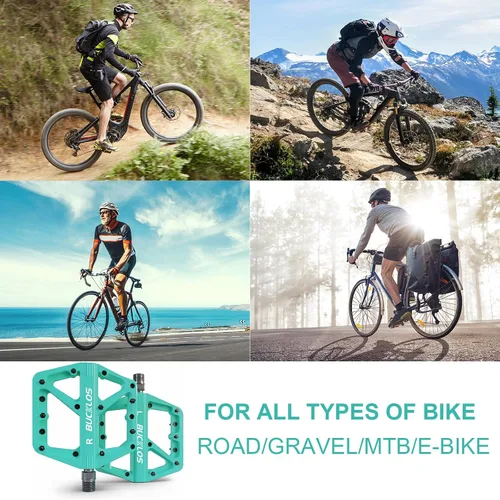 Vista 5 de BUCKLOS Pedales de Bicicleta de Montaña MTB Pedales Planos, Bicicleta de Carretera para Adultos Plataforma Grande Pedal Antideslizante de Nylon