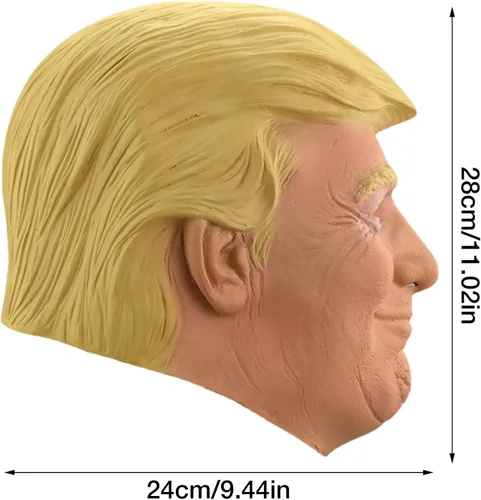 Vista 2 de Máscara de látex para la cabeza de Halloween, candidato presidencial republicano Trump & Joe Biden, máscara de goma de cabeza completa para anciano