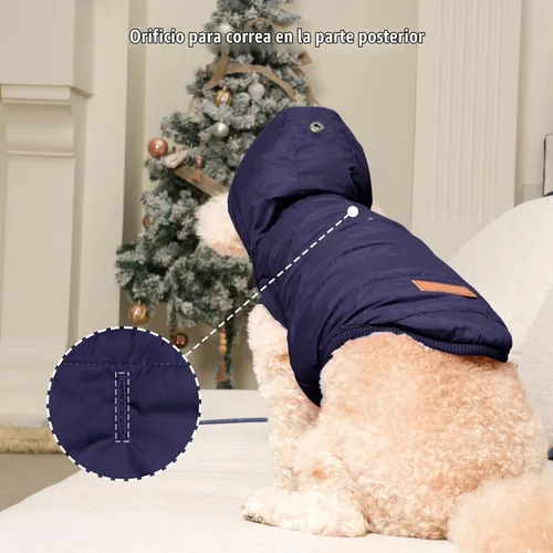 Vista 6 de vecomfy - Sudadera con capucha para perro, forro polar y algodón, extra cálida, para invierno, chaqueta para perro pequeño, abrigos con capucha