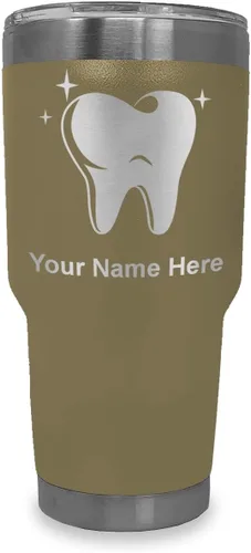 Vista 11 de LaserGram Vaso aislado al vacío de 20 onzas, con diente, grabado personalizado incluido (negro)