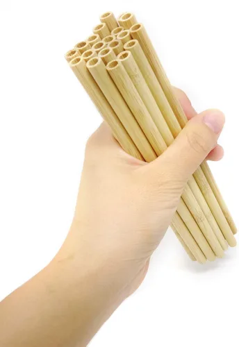 Vista 6 de Honbay 20 popotes de bambú reutilizables de madera con 1 cepillo de limpieza para el hogar y al aire libre