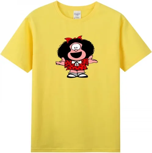 Vista 3 de Mafalda Happy - Camiseta de manga corta para mujer adulta Negro