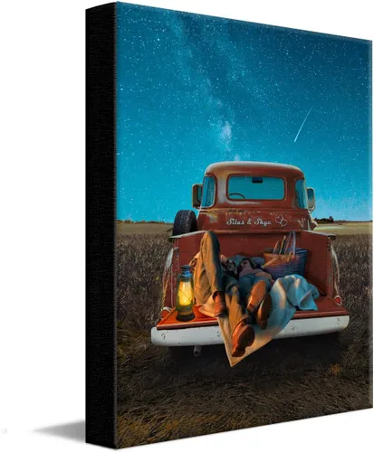 Vista 30 de Personal-Prints Stargazers - Arte romántico personalizado para pared, personalizado con tus nombres en el clásico Chevy 1954, aniversario, boda